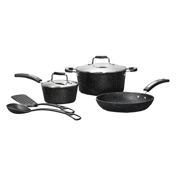 The Rock By Starfrit 7-Piece Cookware Set w/Bakelite Handles, Black 030903-002-0000 - main